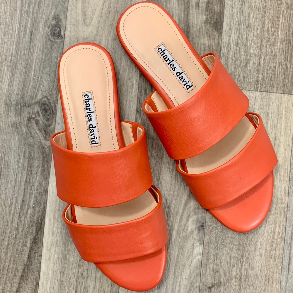 NWOT Charles Davids coral leather sandal.  Size 6M - Picture 2 of 8